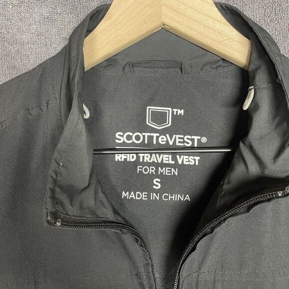 ScotteVest Mens Small Black RFID Travel TEC Vest Jacket Full Zip Pockets - Picture 3 of 15